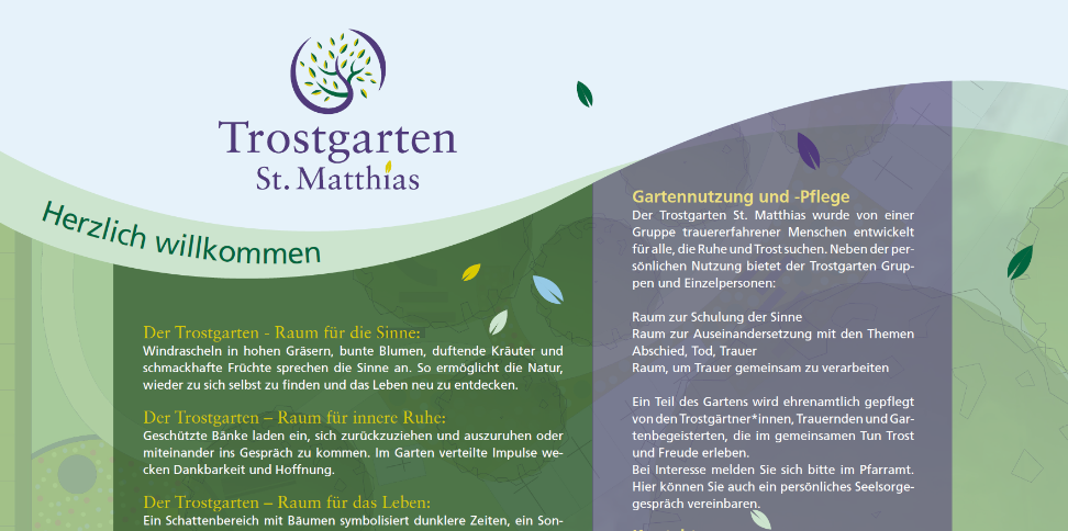 Die Spendentafel zum Projekt 'Trostgarten'