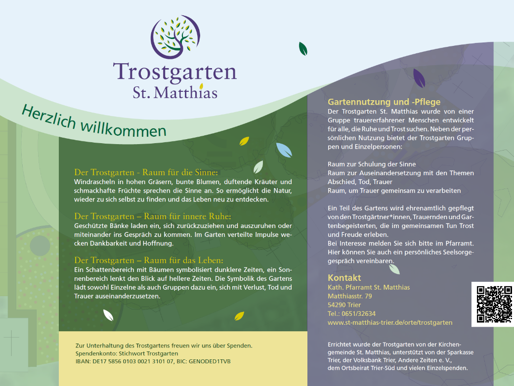 Die Spendentafel zum Projekt 'Trostgarten'