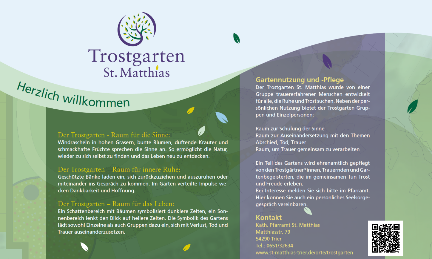 Die Spendentafel zum Projekt 'Trostgarten'
